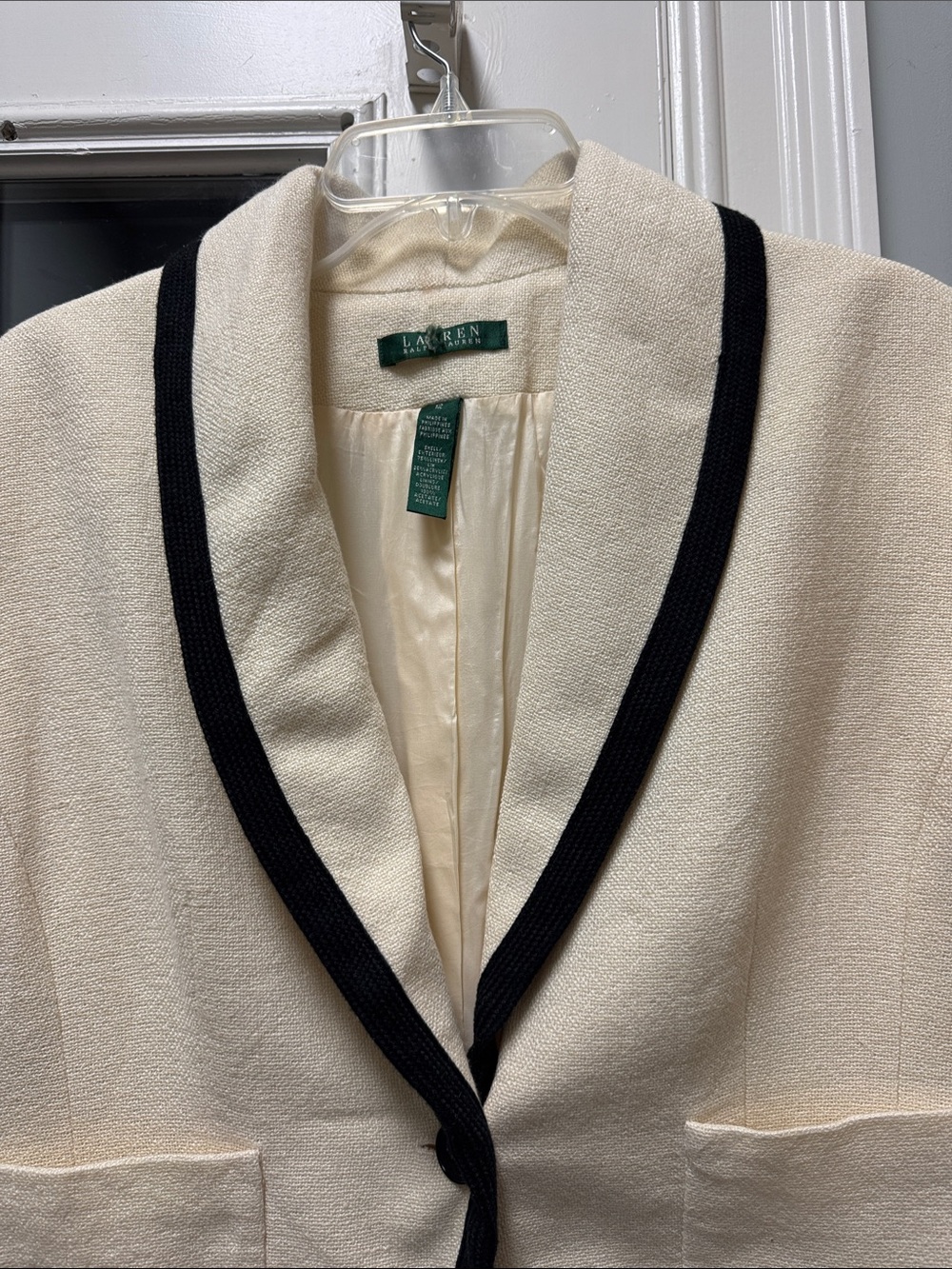 Lauren Ralph Lauren Cream Blazer with Black Band Trim